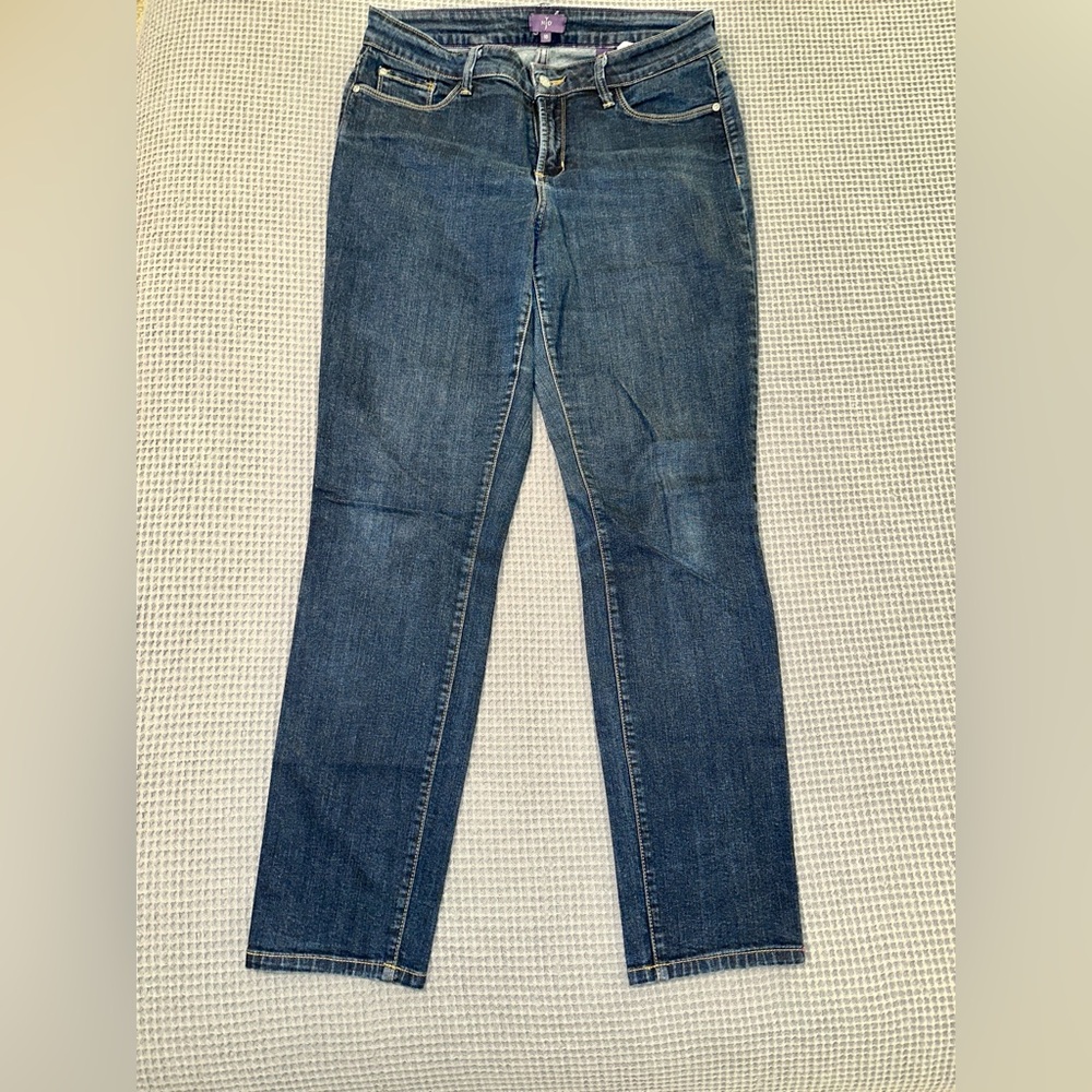NYDJ dark blue size 10 denim legging jean lift tuck technology EUC
